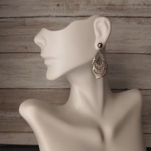 Silver Teardrop Studded Earrings